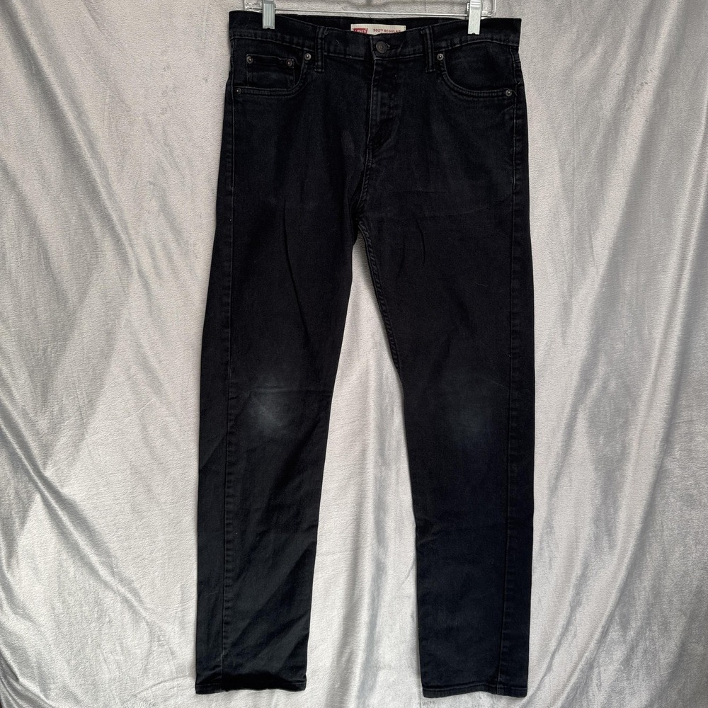 Levis 502 Jeans Mens 30x30 Black Regular‎ Taper Stretch Denim Pants Zip Fly